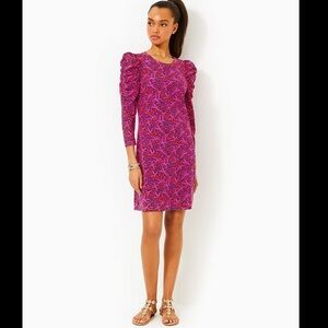 NEW Lilly Pulitzer Steffie Dress Women’s Medium Passion Fruit Pink Star
